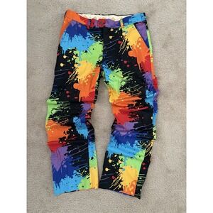 Loudmouth Pants Mens 34 x 32L Neon Black Paint Splatter Golf Loud Crazy Print